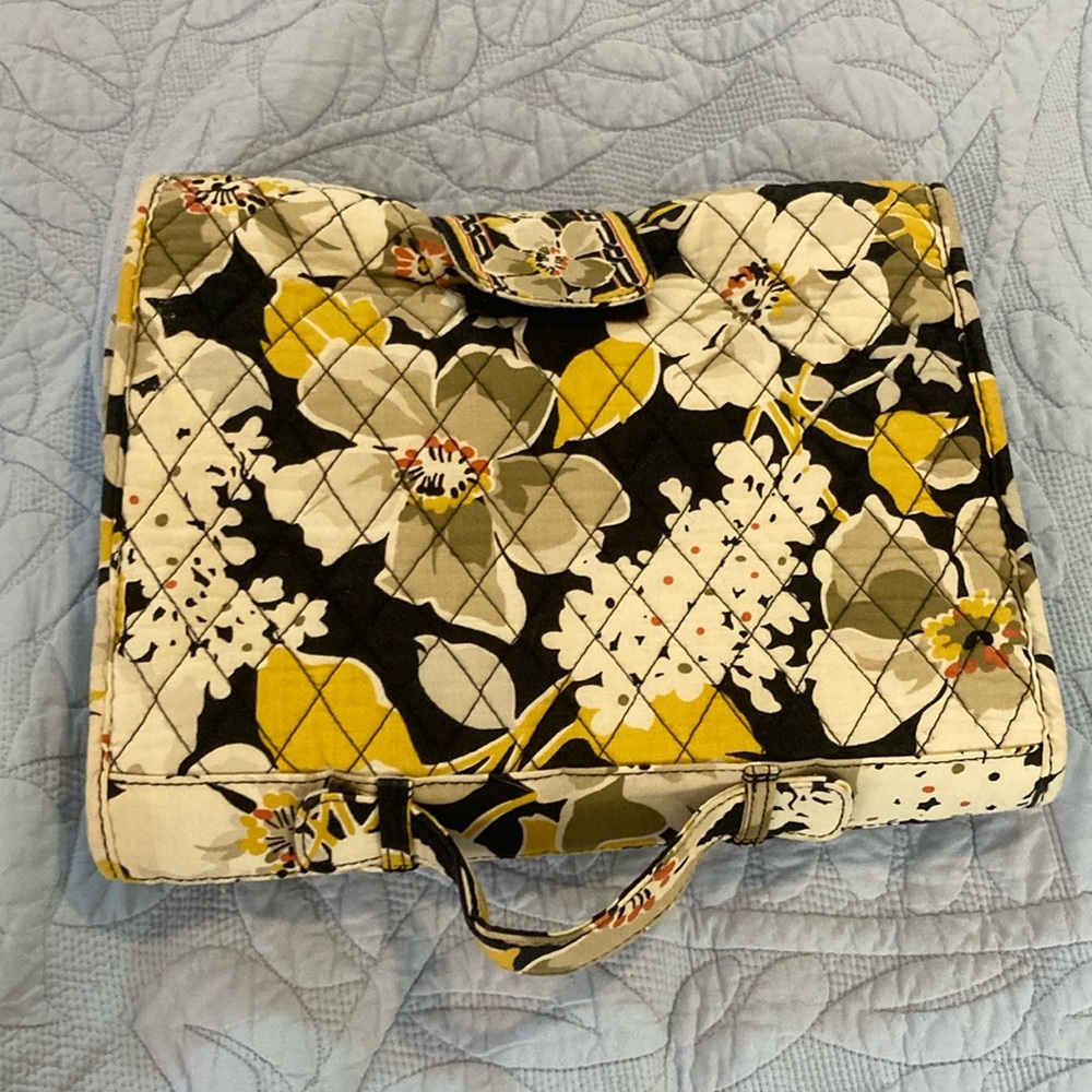 Vera Bradley Yellow Black White Floral Quilted Cosmetic Case